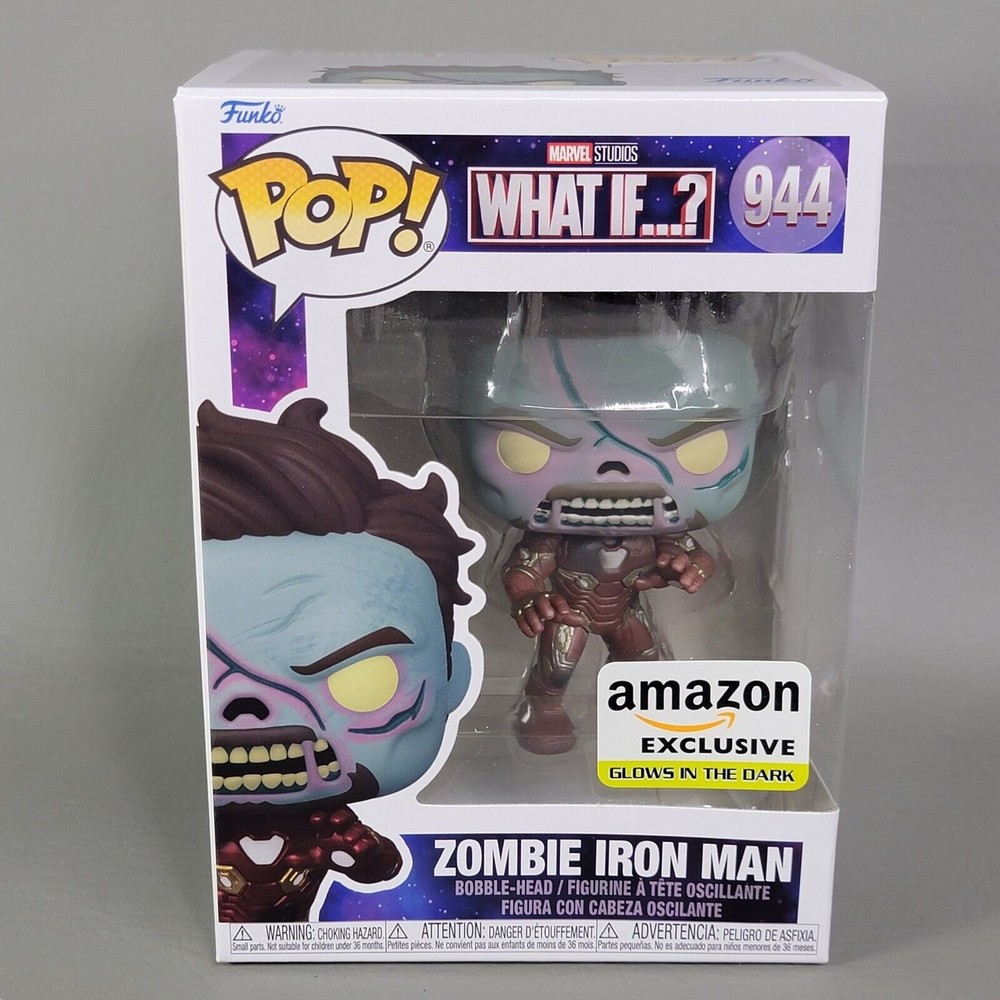 What If Zombie Iron Man Marvel Funko POP! #944 GitD Bobble-Head Amazon Excl